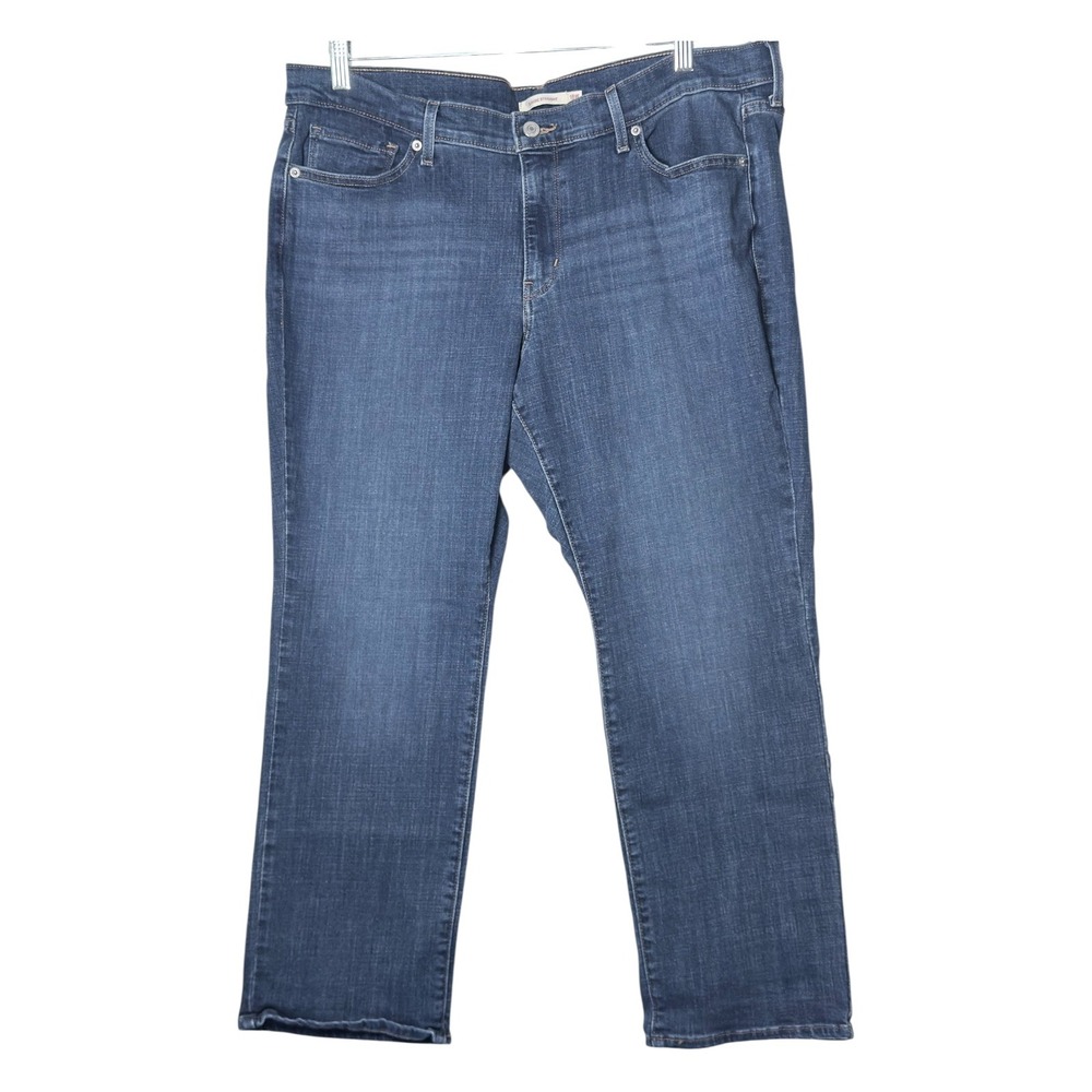 Levi's Classic Straight Jeans Women 18W S Blue Medium Wash Stretch Denim